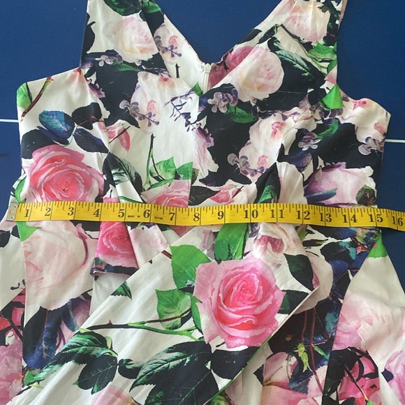 Betsey Johnson Pink & Green Te Party Cotton Sleeveless V-Neck Midi Dress size 6 - Picture 15 of 17